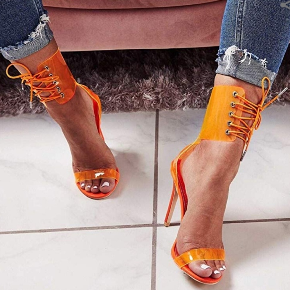 Open Toed High Heel Women Transparent Sandals